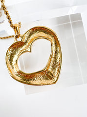 Vintage YSL Yves Saint Laurent Necklace, Pendant Necklace Gold, Openwork Heart Necklace, Vintage Necklace Gold, Jewelry for Women