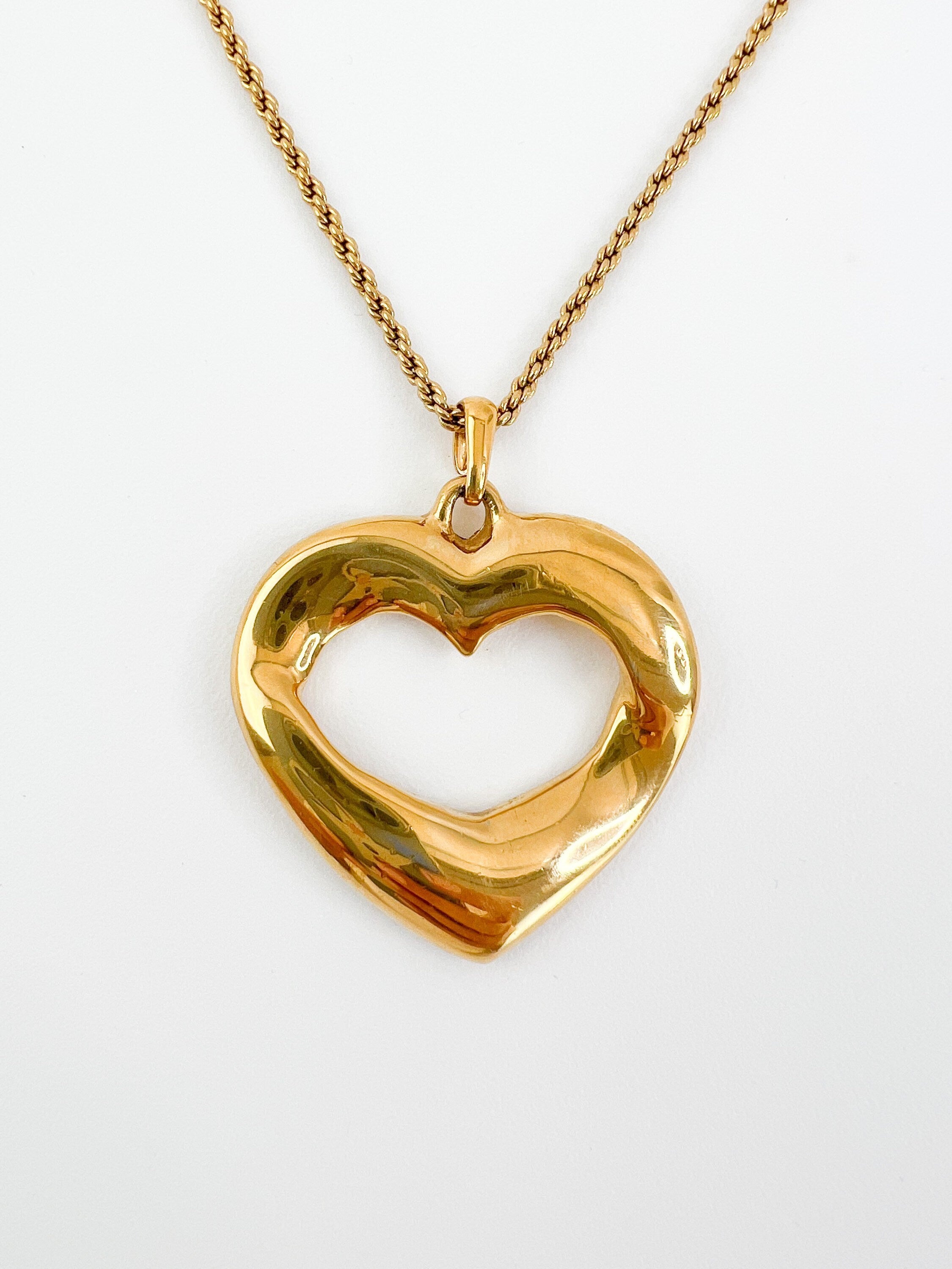 Vintage YSL Yves Saint Laurent Necklace, Pendant Necklace Gold, Openwork Heart Necklace, Vintage Necklace Gold, Jewelry for Women