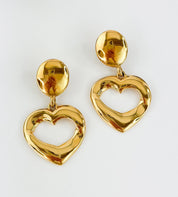 【SOLD OUT】Vintage Yves Saint Laurent Heart Earrings1990's YSL Heart Openwork Box Cards