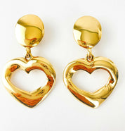 Yves Saint Laurent Heart Earrings  1990’s YSL Earrings Vintage Gold Tone Heart Openwork Earrings, Earrings Large, YSL Original Box Cards