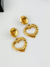Yves Saint Laurent Heart Earrings  1990’s YSL Earrings Vintage Gold Tone Heart Openwork Earrings, Earrings Large, YSL Original Box Cards