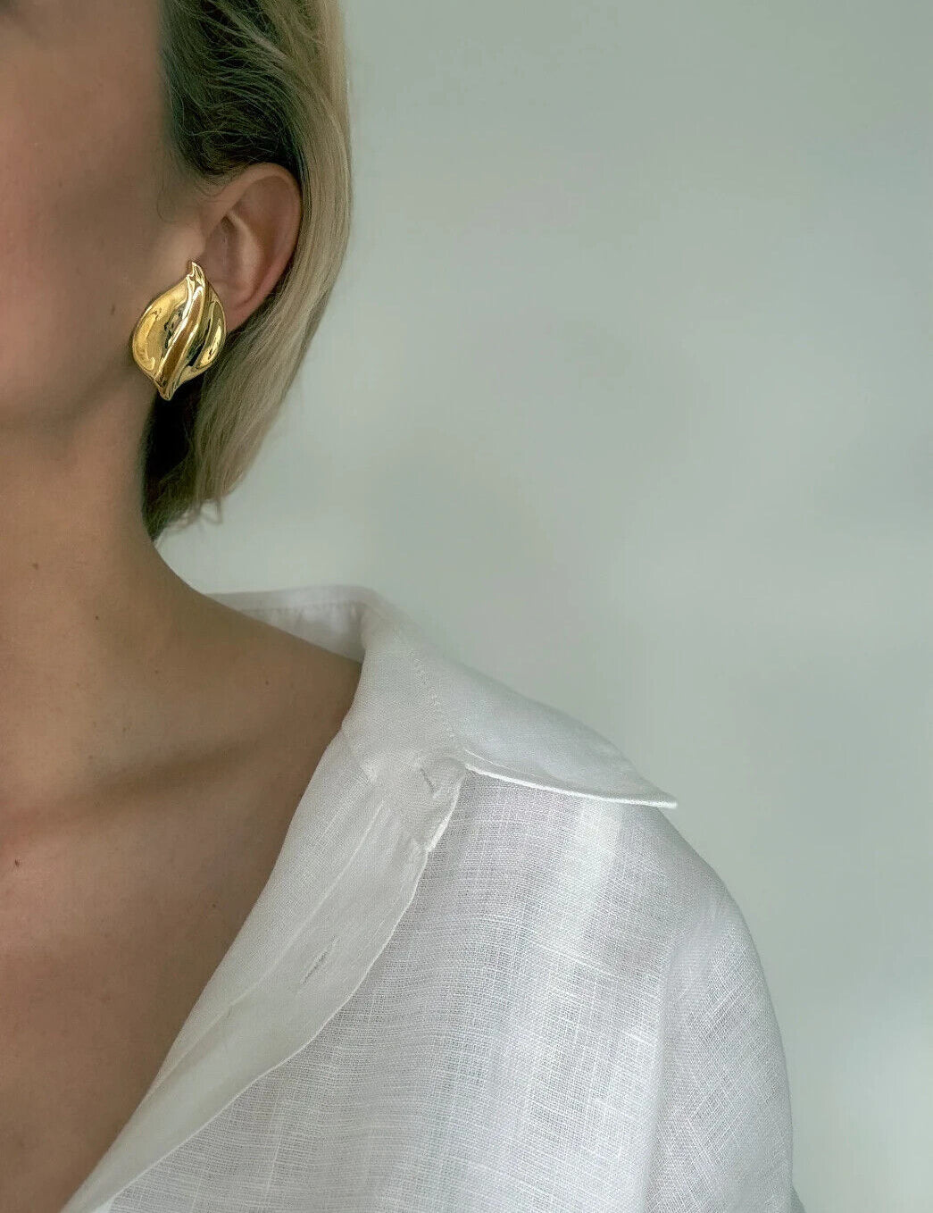 Vintage YSL Yves Saint Laurent Earrings, Gold Tone leaf Earrings, Bridal earrings, Clip-on Earrings, Earrings large gold, Gift for her