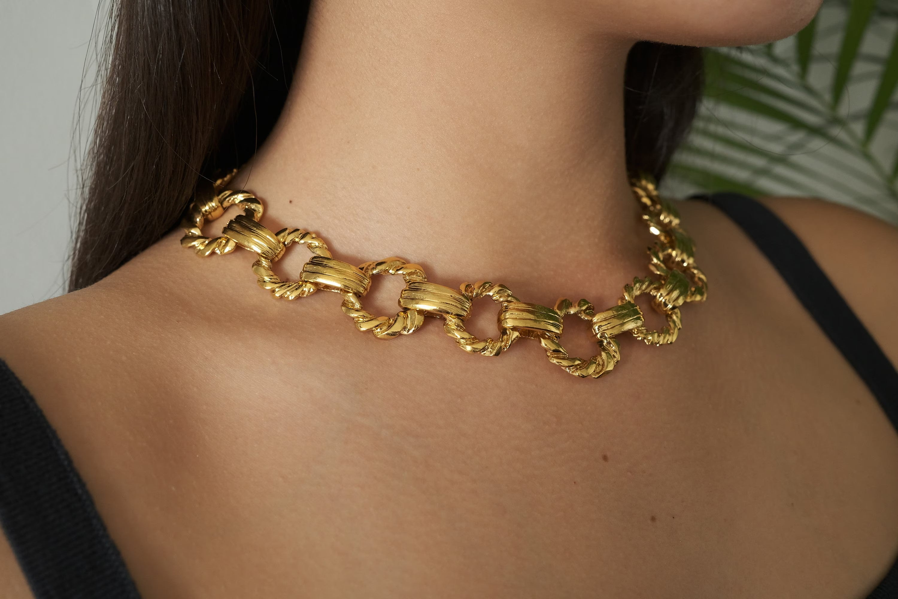 Authentic YSL Yves Saint Laurent Gold Tone Massive Chunky Chain Vintage Choker Necklace, Unisex necklace choker, Chain Necklace Gold