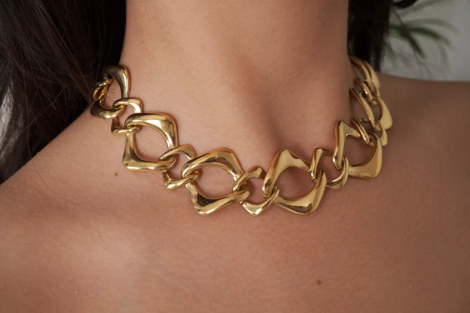 Vintage YSL Necklace, Yves Saint Laurent Necklace chain, Necklace Large, necklace Choker, Gift for her, Gold filled necklace for women