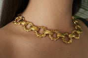 Authentic YSL Yves Saint Laurent Gold Tone Massive Chunky Chain Vintage Choker Necklace, Unisex necklace choker, Chain Necklace Gold