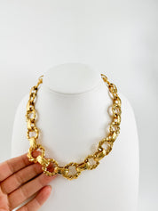 Authentic YSL Yves Saint Laurent Gold Tone Massive Chunky Chain Vintage Choker Necklace, Unisex necklace choker, Chain Necklace Gold