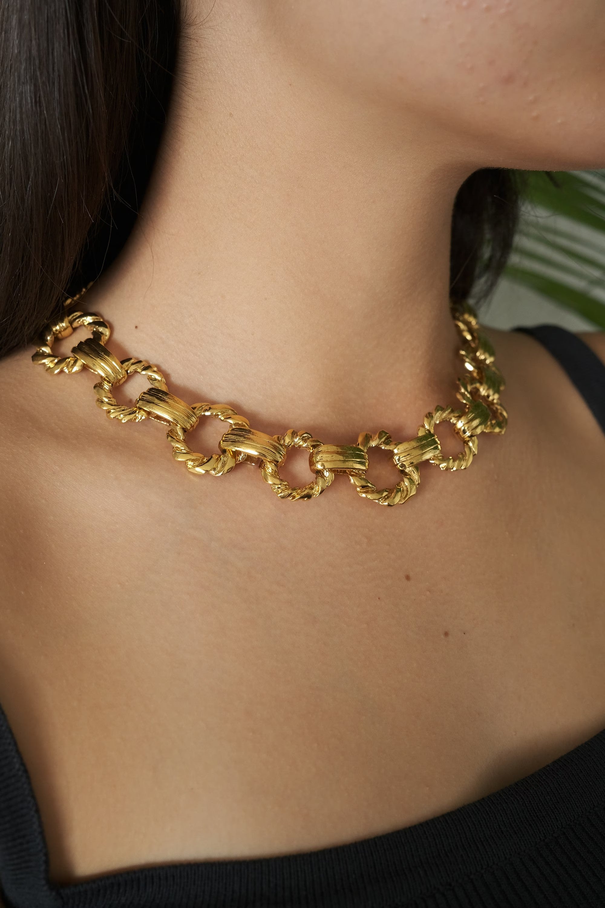 Authentic YSL Yves Saint Laurent Gold Tone Massive Chunky Chain Vintage Choker Necklace, Unisex necklace choker, Chain Necklace Gold