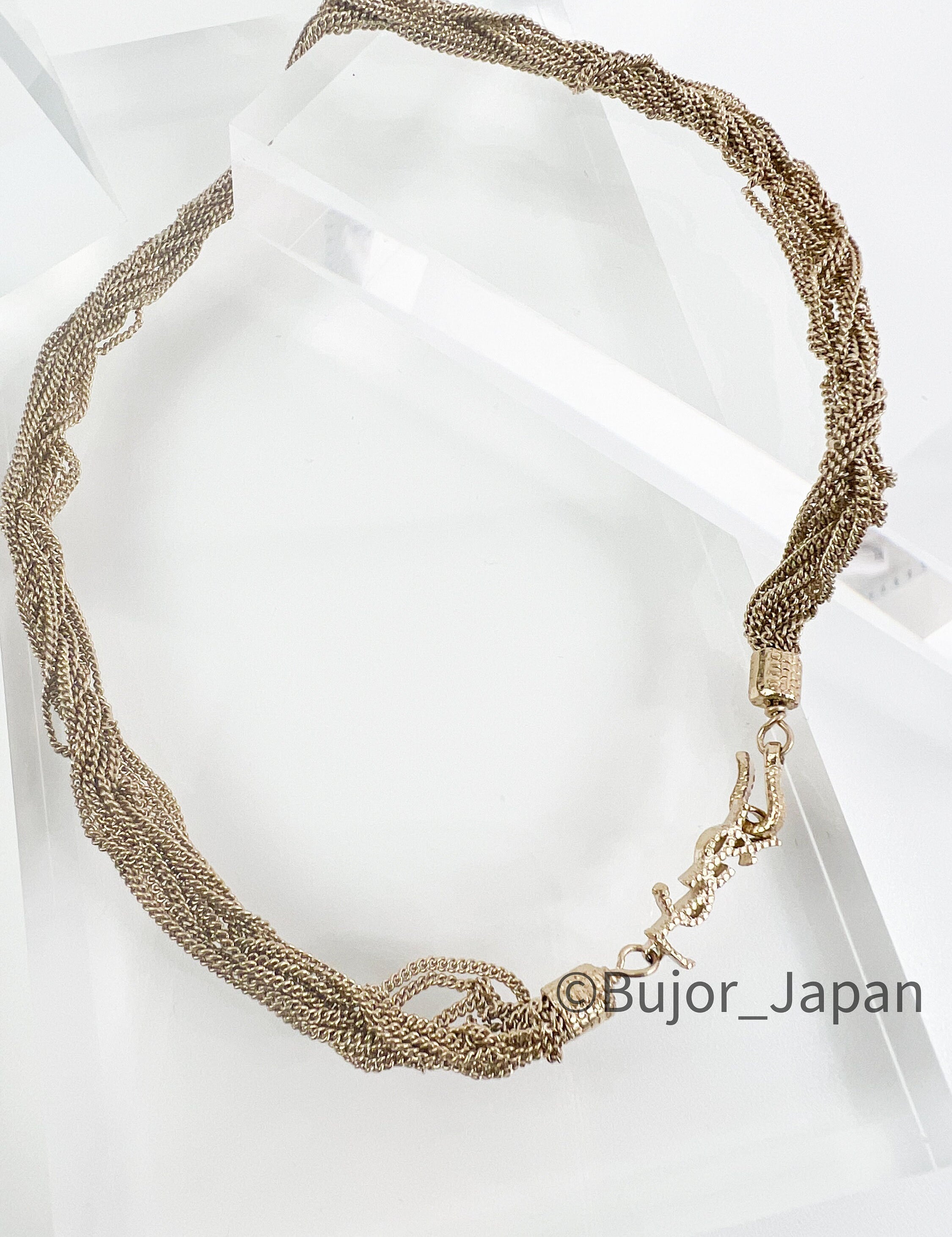 Vintage YSL Logo Necklace Gold, Yves Saint Laurent Necklace, Choker necklace Gold, necklace multi strand, Dainty Necklace, Charm Necklace