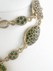 Yves Saint Laurent Necklace, Vintage YSL Necklace, Emerald green long Necklace, costume necklace, Necklace cross, Bridal Necklace