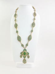 Yves Saint Laurent Necklace, Vintage YSL Necklace, Emerald green long Necklace, costume necklace, Necklace cross, Bridal Necklace