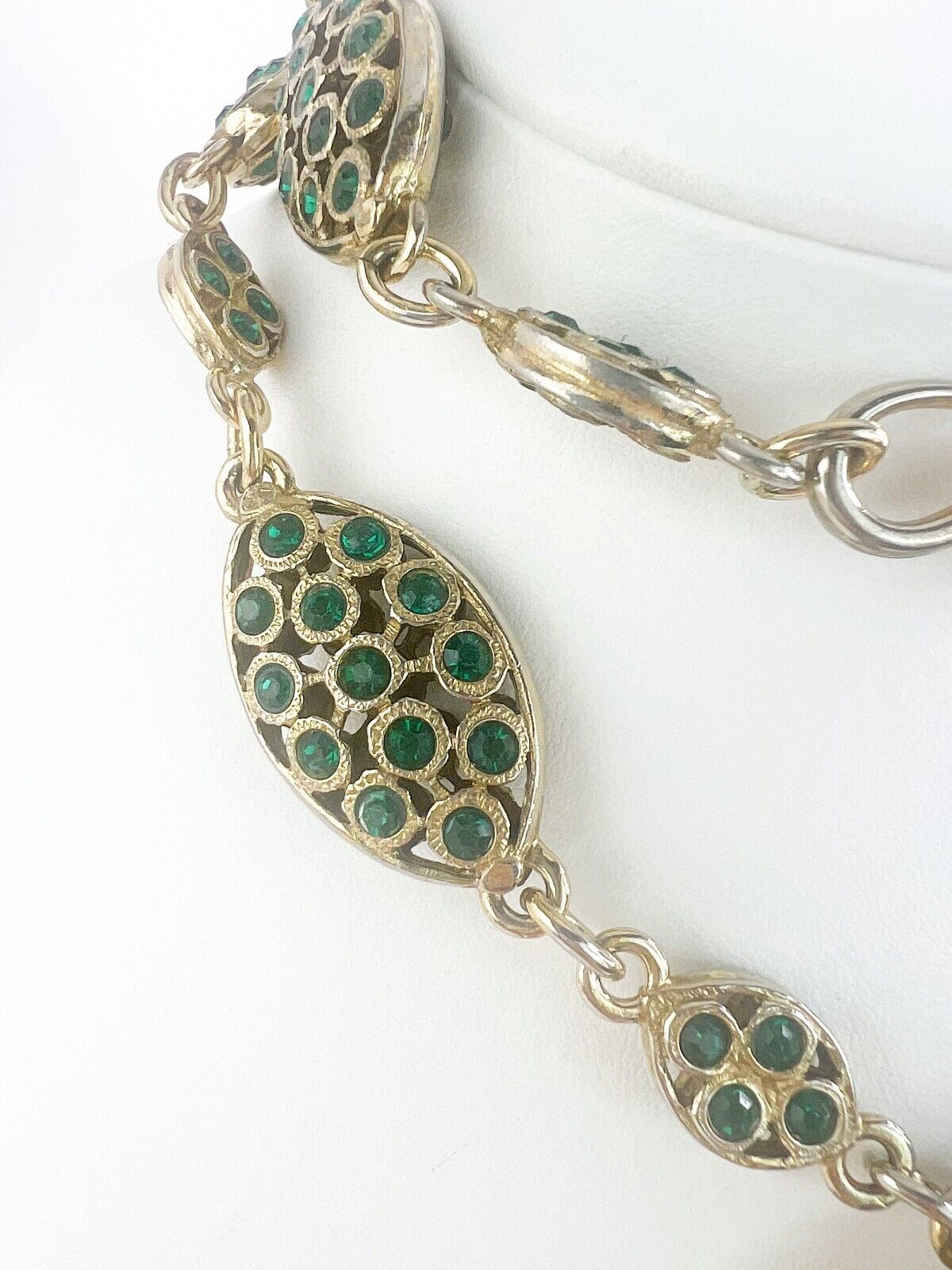 Yves Saint Laurent Necklace, Vintage YSL Necklace, Emerald green long Necklace, costume necklace, Necklace cross, Bridal Necklace