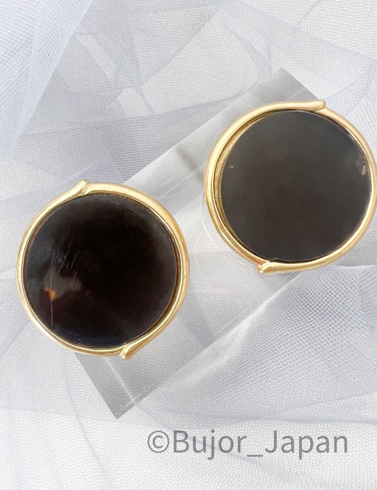 YSL Earrings Yves Saint Laurent Earrings Vintage  Large, round black  Earrings made in France  Earrings Gold, Jewelry for Women