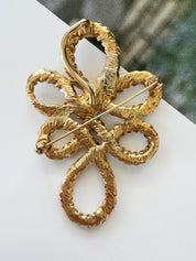 Vintage YSL Yves Saint Laurent Brooch Pin, Openwork Coiled Spiral, Gold Tone Brooch Pin, Jewelry Brooch, Brooch Large, Vintage Jewelry