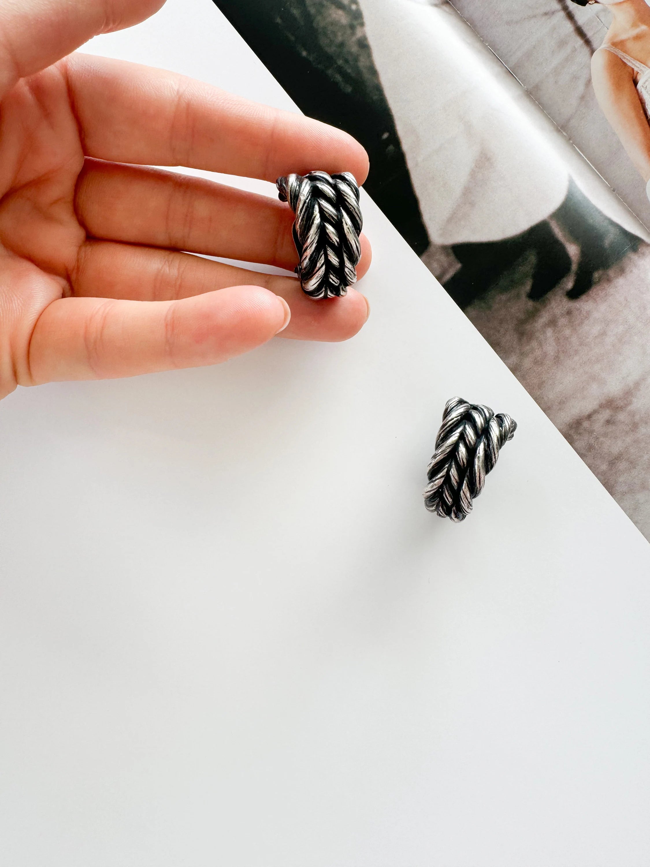 Vintage YSL Earrings made in France Yves Saint Laurent Clip-on rive gauche , Gift for Her,  Vintage Jewelry Earrings , modernist earrings
