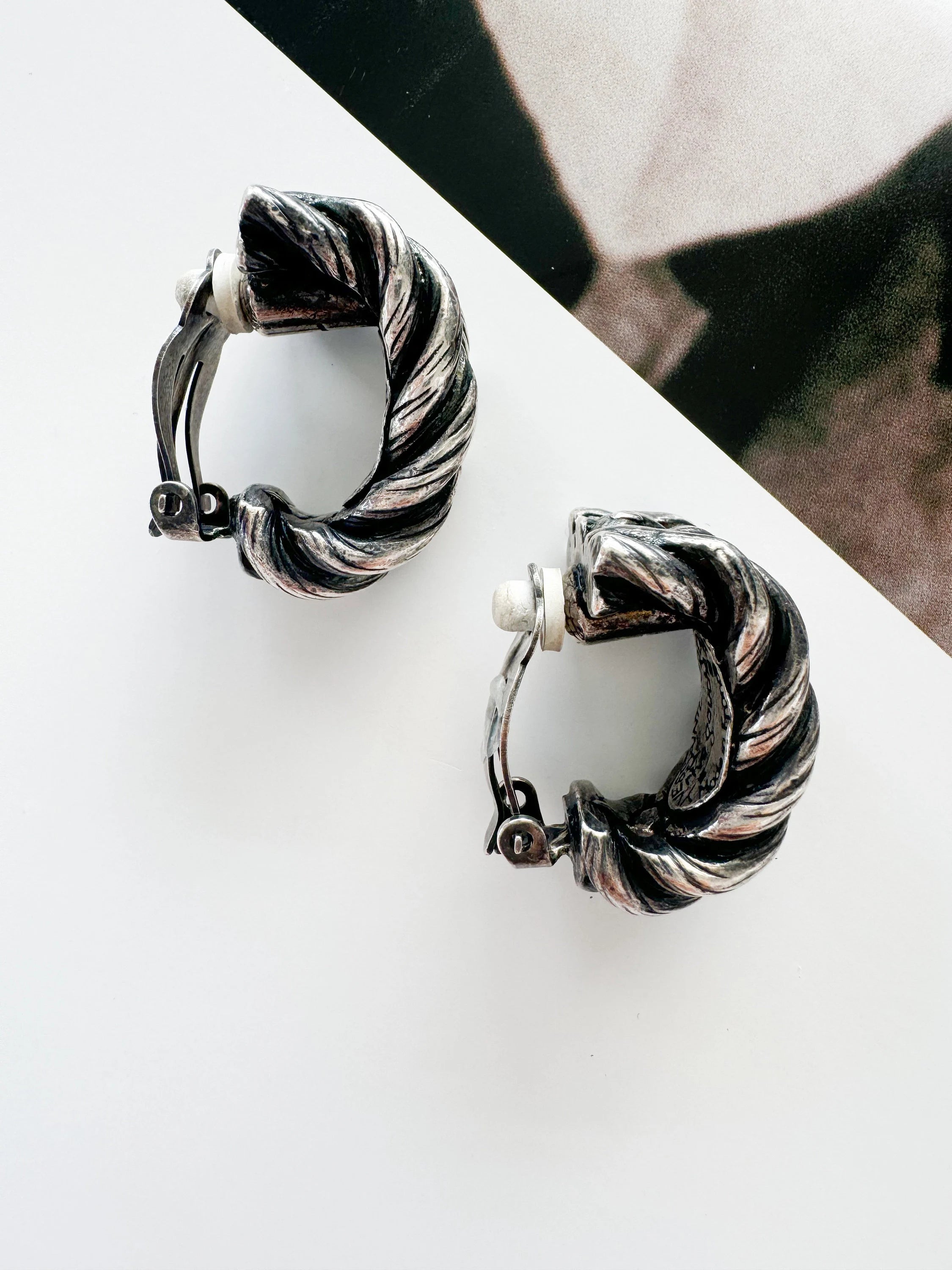 Vintage YSL Earrings made in France Yves Saint Laurent Clip-on rive gauche , Gift for Her,  Vintage Jewelry Earrings , modernist earrings