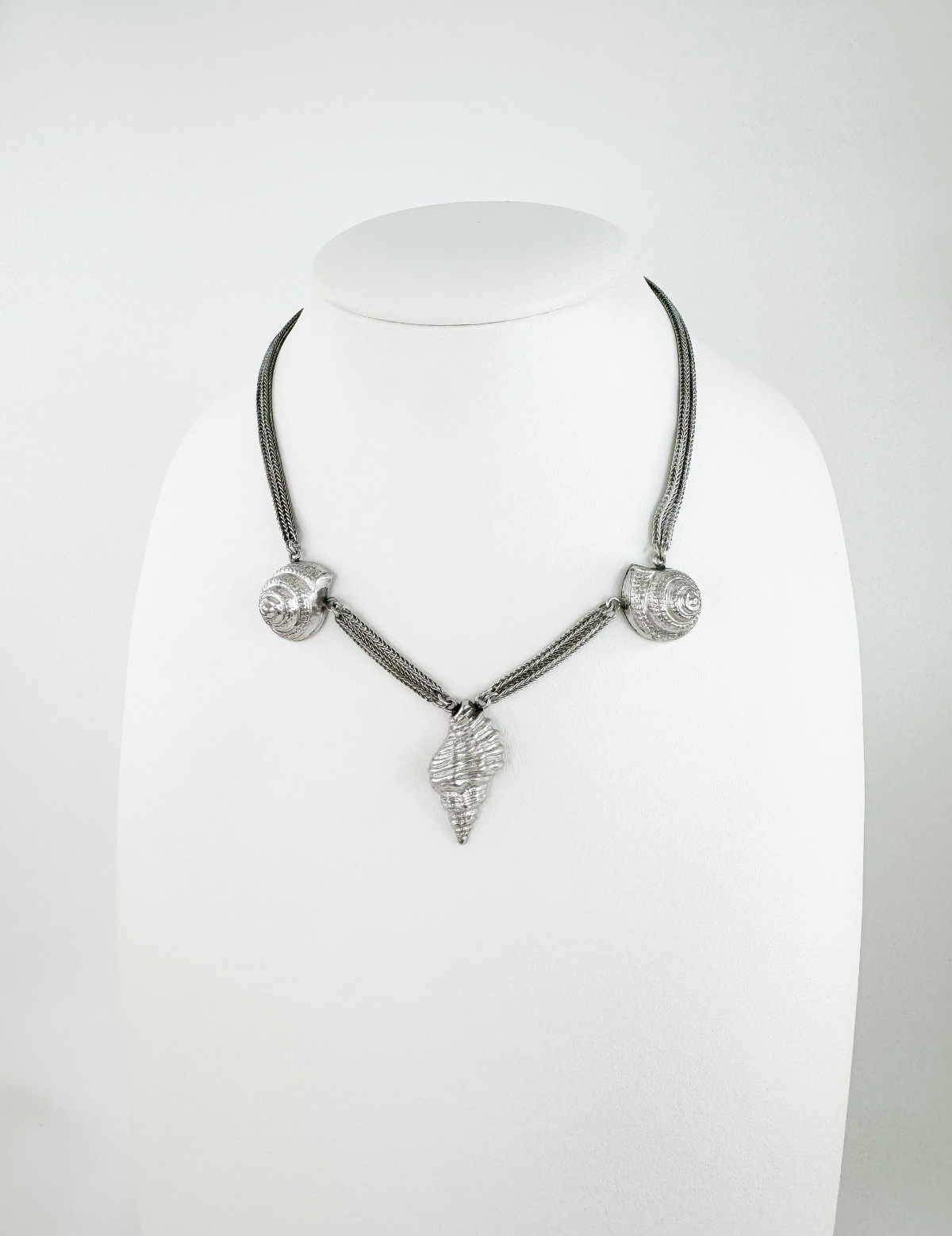 Vintage Yves Saint Laurent Choker  1980’s YSL Silver, YSL Vintage Necklace shell necklace , Gift for her, YSL Chain Necklace Unisex