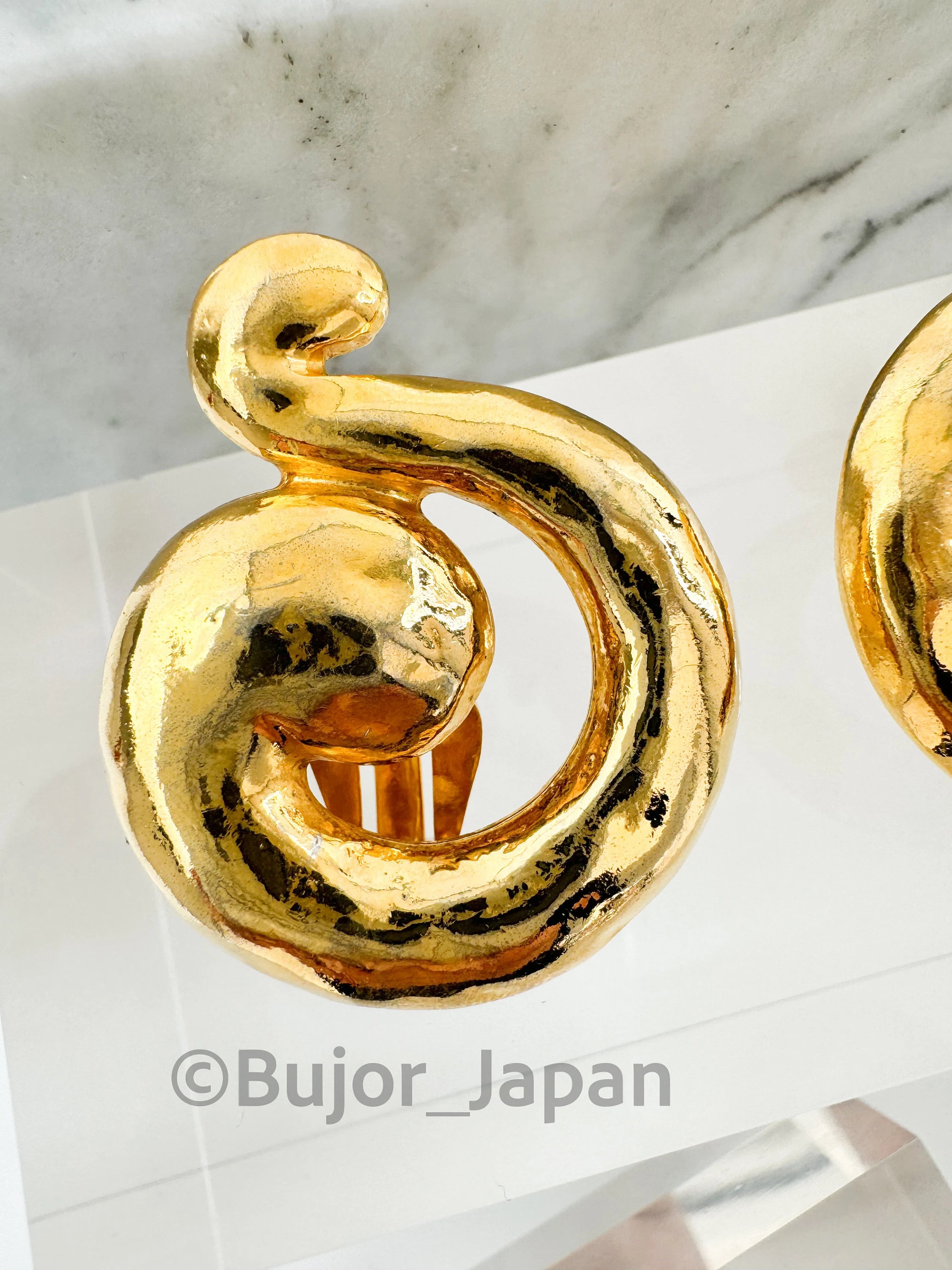 Vintage YSL Yves Saint Laurent Earrings, Vintage Clip-on Earrings, Vintage Earrings, Gift for her, Jewelry for Women, Hammered Spiral YSL