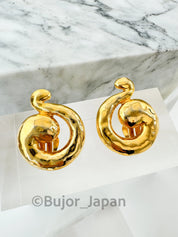 Vintage YSL Yves Saint Laurent Earrings, Vintage Clip-on Earrings, Vintage Earrings, Gift for her, Jewelry for Women, Hammered Spiral YSL