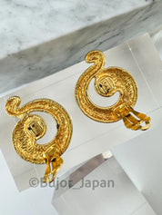 Vintage YSL Yves Saint Laurent Earrings, Vintage Clip-on Earrings, Vintage Earrings, Gift for her, Jewelry for Women, Hammered Spiral YSL