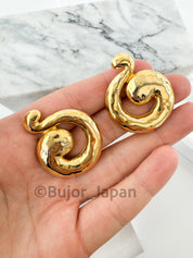 Vintage YSL Yves Saint Laurent Earrings, Vintage Clip-on Earrings, Vintage Earrings, Gift for her, Jewelry for Women, Hammered Spiral YSL