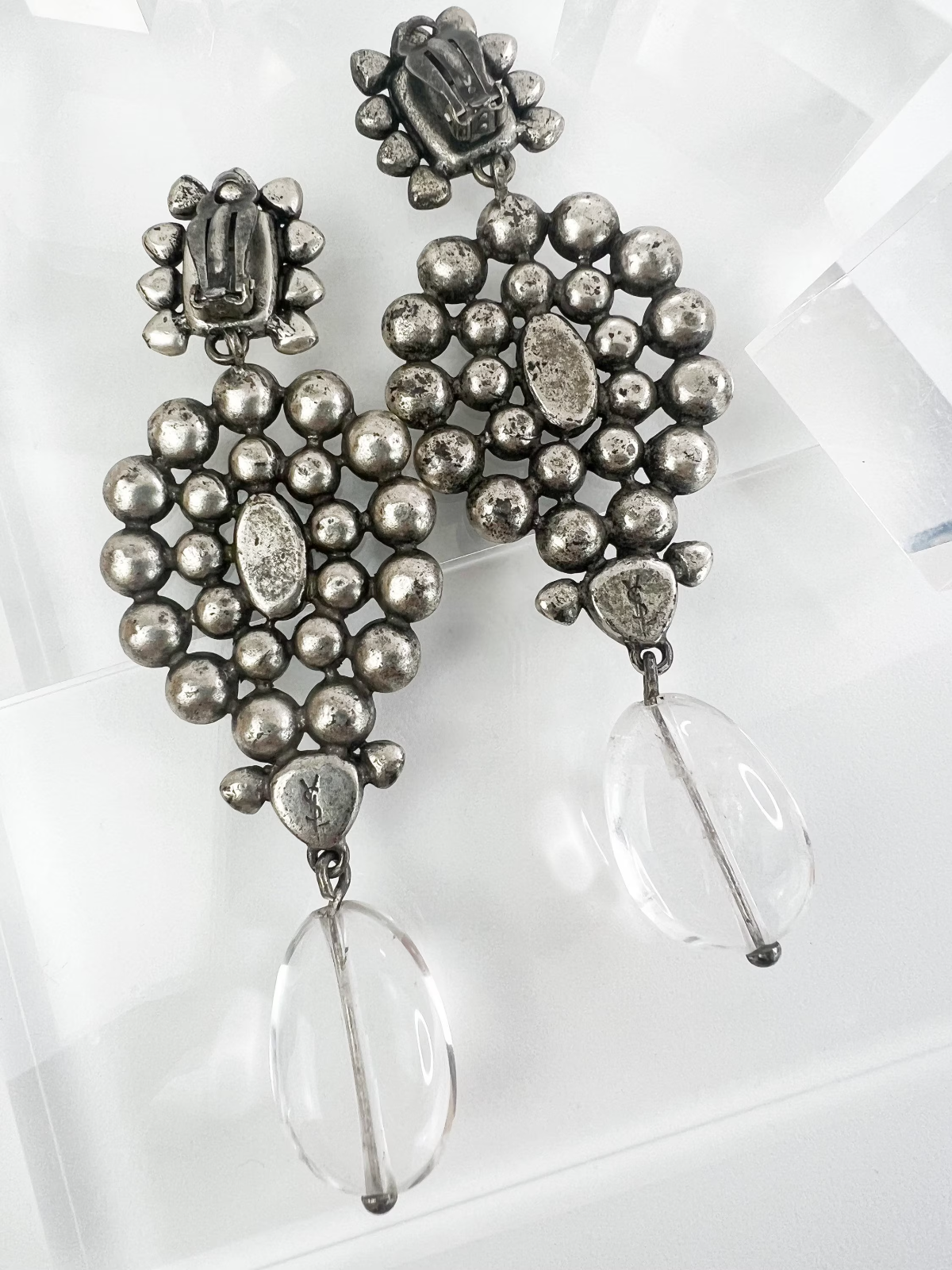 Vintage YSL Yves Saint Laurent Earrings, Tom Ford 2002 Earrings, Vintage Earrings Silver, Wedding Jewelry, Earrings dangle, Earrings large