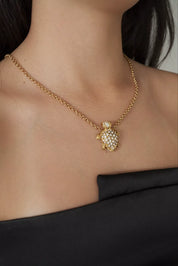 Vintage YSL Necklace, Yves Saint Laurent Necklace Pendant Turtle Gold, Vintage Rhinestone, Bridal jewelry, Wedding Jewelry, Jewelry necklace