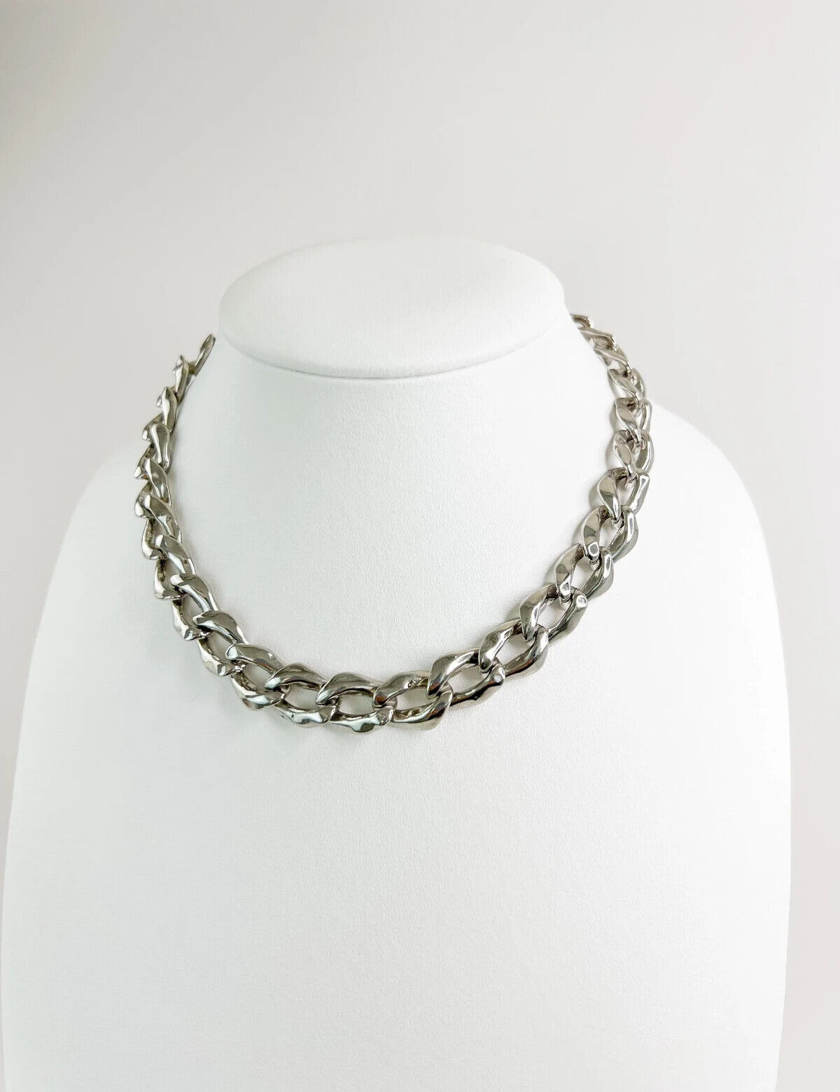 Vintage YSL Yves Saint Laurent Necklace, YSL Chain Necklace Silver, Choker Necklace, Chunky chain silver, Necklace unisex, Gift for him