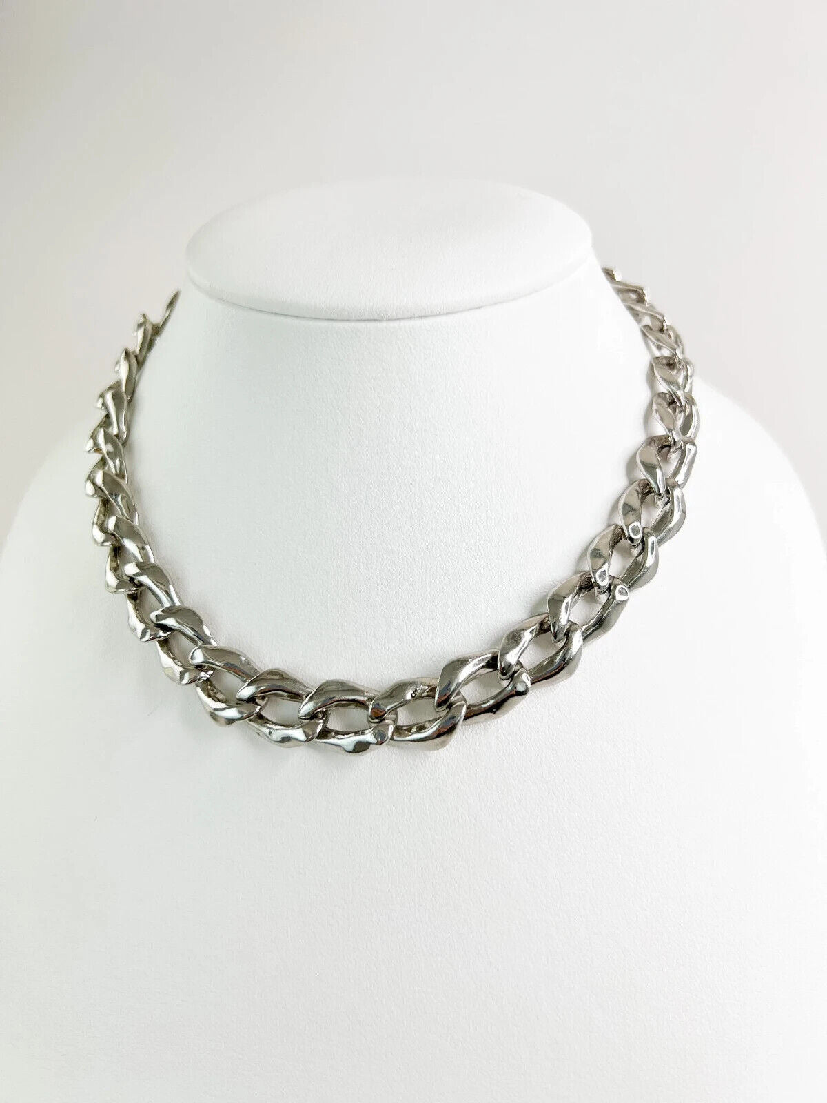 Vintage YSL Yves Saint Laurent Necklace, YSL Chain Necklace Silver, Choker Necklace, Chunky chain silver, Necklace unisex, Gift for him