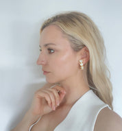 Vintage YSL Earrings, Yves Saint Laurent Earrings, Gift for her, Vintage Hoop earrings Gold, Earrings Clip On, Vintage Rhinestones