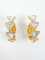 Vintage YSL Earrings, Yves Saint Laurent Earrings, Gift for her, Vintage Hoop earrings Gold, Earrings Clip On, Vintage Rhinestones