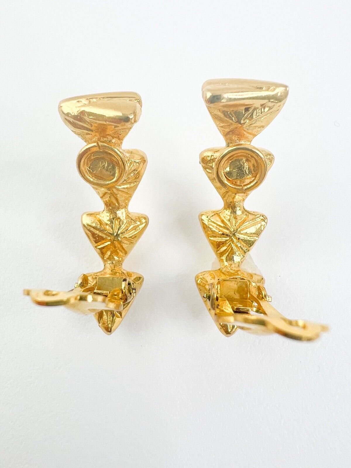 Vintage YSL Earrings, Yves Saint Laurent Earrings, Gift for her, Vintage Hoop earrings Gold, Earrings Clip On, Vintage Rhinestones