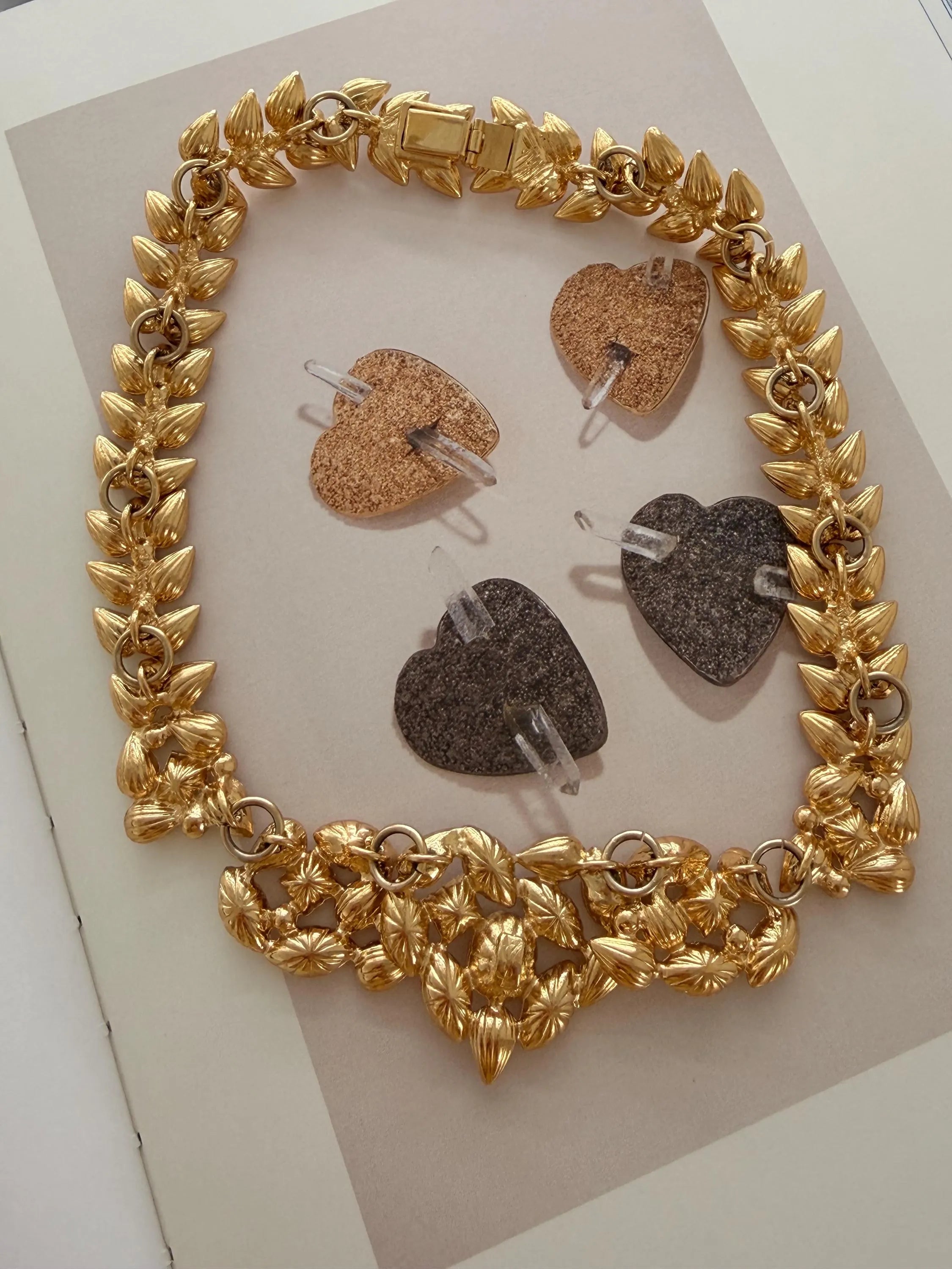 Vintage YSL Yves Saint Laurent crystal choker necklace gold tone bridal statement jewelry