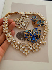 Vintage Yves Saint Laurent gold tone crystal choker necklace elegant bridal jewelry