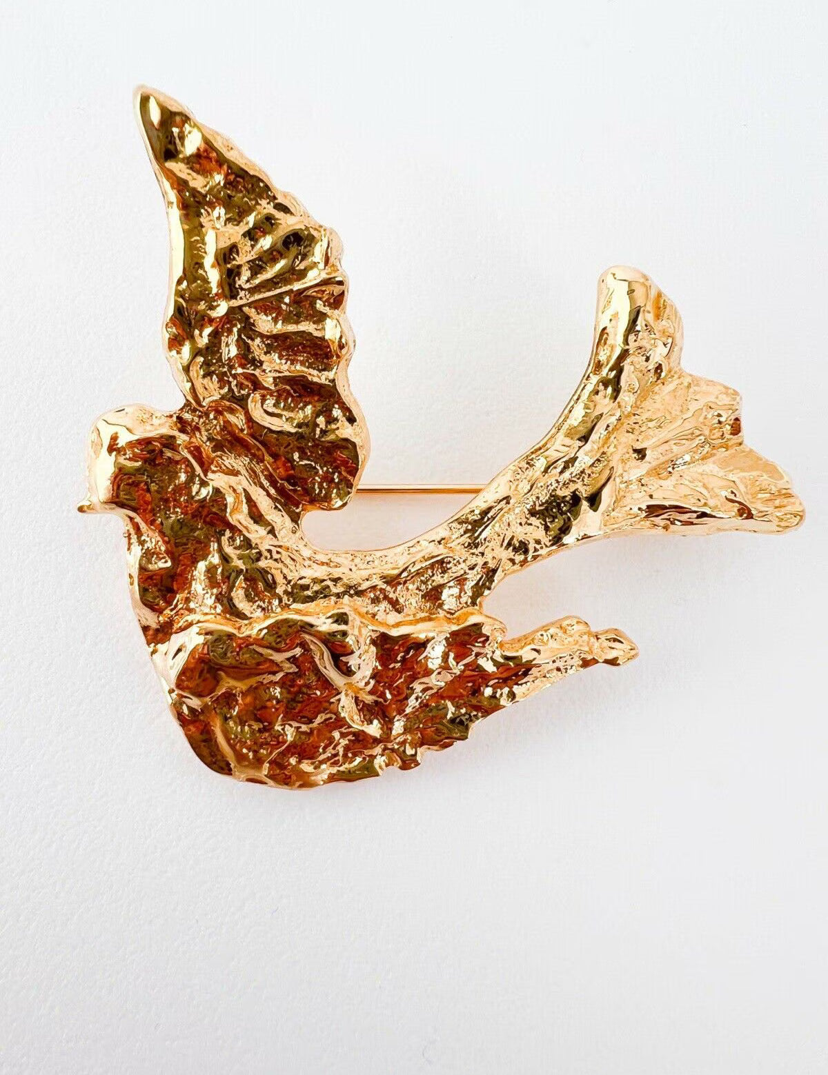 Vintage YSL Yves Saint Laurent gold dove bird brooch pin elegant designer jewelry
