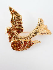 Vintage YSL Yves Saint Laurent gold dove bird brooch pin elegant designer jewelry
