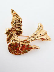 Vintage YSL gold dove brooch pin designer vintage jewelry