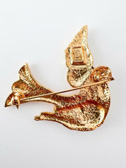 Vintage YSL Yves Saint Laurent gold dove bird brooch pin elegant designer jewelry