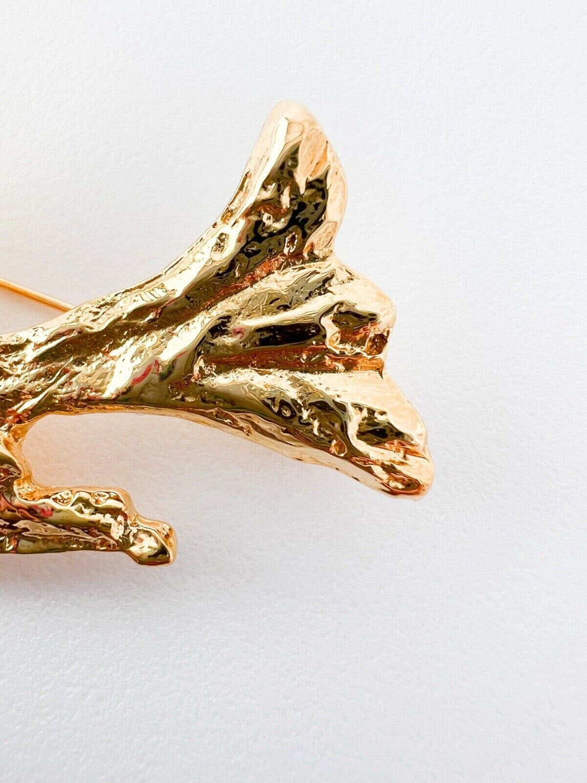 Vintage YSL Yves Saint Laurent gold dove bird brooch pin elegant designer jewelry