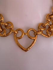 Vintage YSL gold chain necklace with toggle clasp engraved detail
