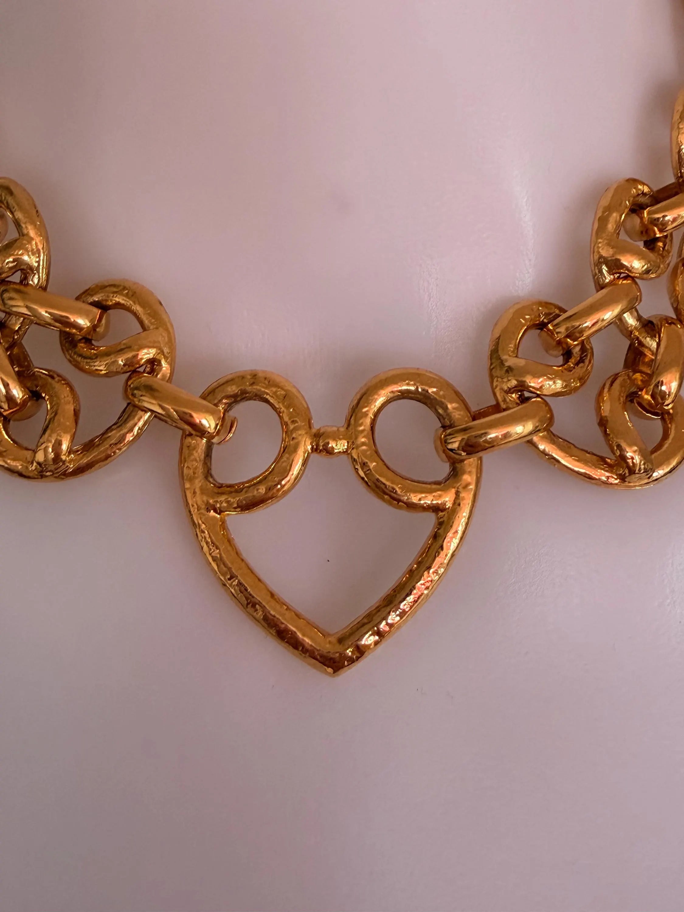 Vintage YSL gold chain necklace with toggle clasp engraved detail