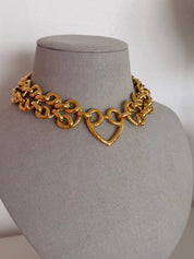 Signed YSL vintage gold chain necklace authentic designer piece