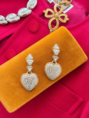 Vintage YSL heart clip-on earrings gold tone designer jewelry