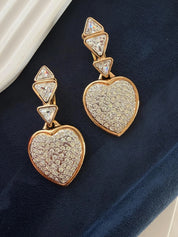 Collectible vintage Yves Saint Laurent crystal heart clip-on earrings