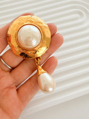 Signed YSL vintage pearl brooch collectible designer jewelry