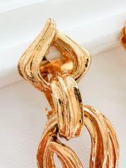 Vintage YSL sculptural link dangle earrings with fluid modernist design