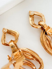 Vintage YSL sculptural link dangle earrings with fluid modernist design