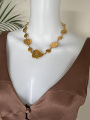 YSL heart signature clasp on vintage gold tone heart necklace