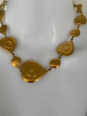 Vintage YSL Yves Saint Laurent Heart Necklace Blue Cabochon Crystal Gold Tone