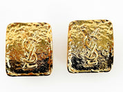 Vintage YSL Earrings, Yves Saint Laurent Gold Tone Earrings, Clip-on Earrings, Logo Earrings, Jewelry for Women, Gift for her, Jewelry Gold