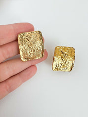 Vintage YSL Earrings, Yves Saint Laurent Gold Tone Earrings, Clip-on Earrings, Logo Earrings, Jewelry for Women, Gift for her, Jewelry Gold